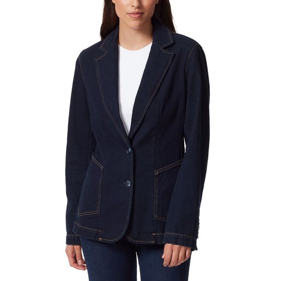 NWT Women Size 14 Gloria Vanderbilt Christian Siriano Patch Pocket Denim Blazer - Picture 1 of 4